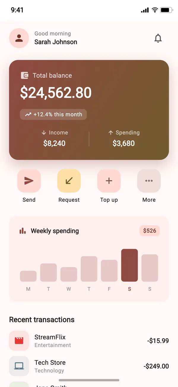 ExampleScreen at text scale 1.0